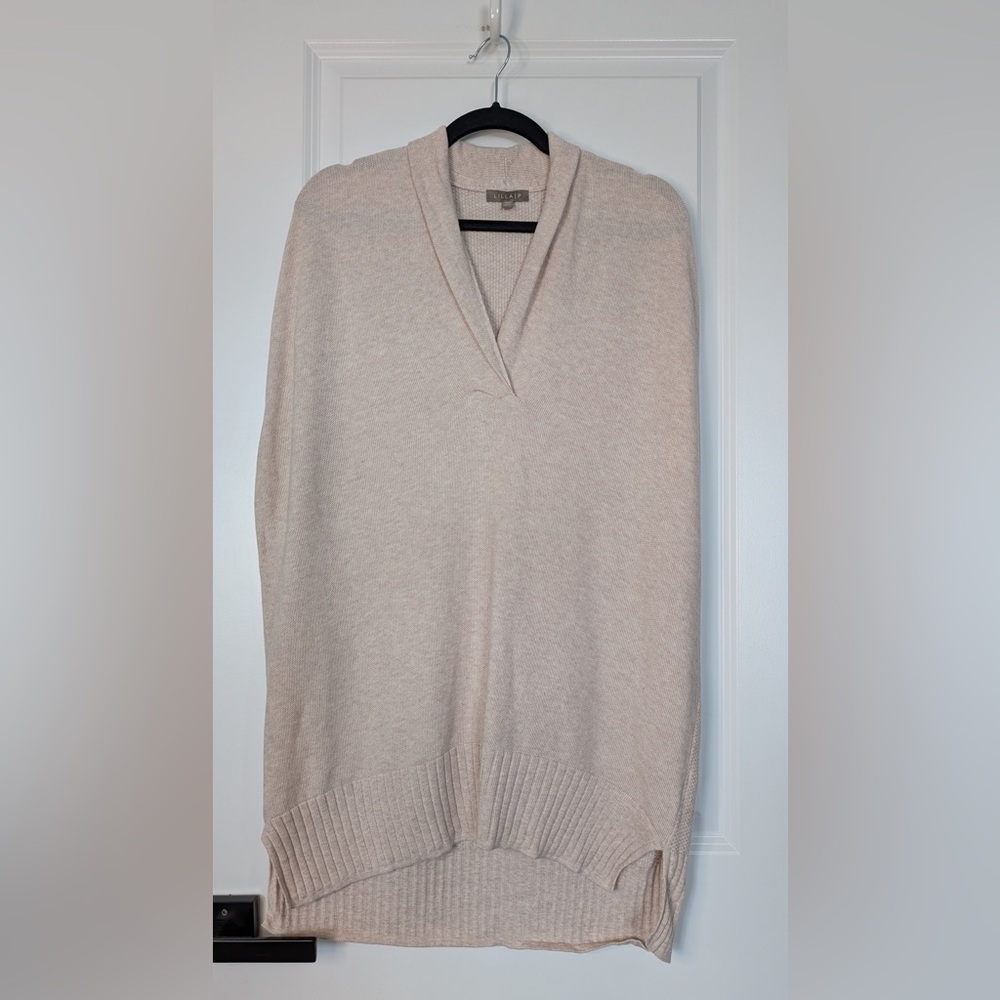 Lilla P Women’s Shawl Collar Sleeveless Tunic Sweater Cream Size M/L